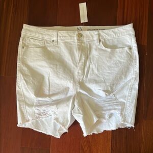 NYDJ White Jean Shorts Distressed Cut-Off Style